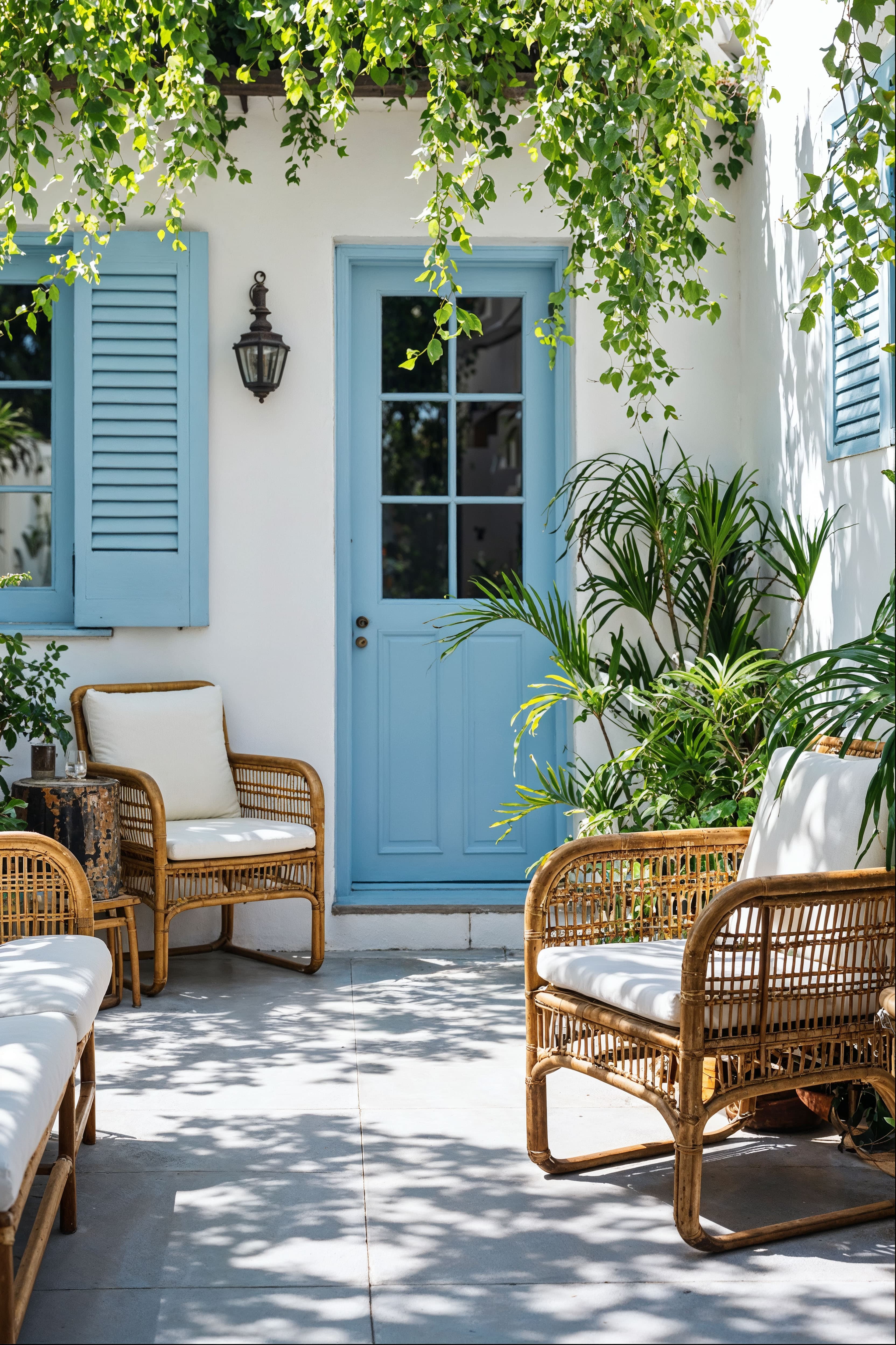 Backyard lounge, house behind